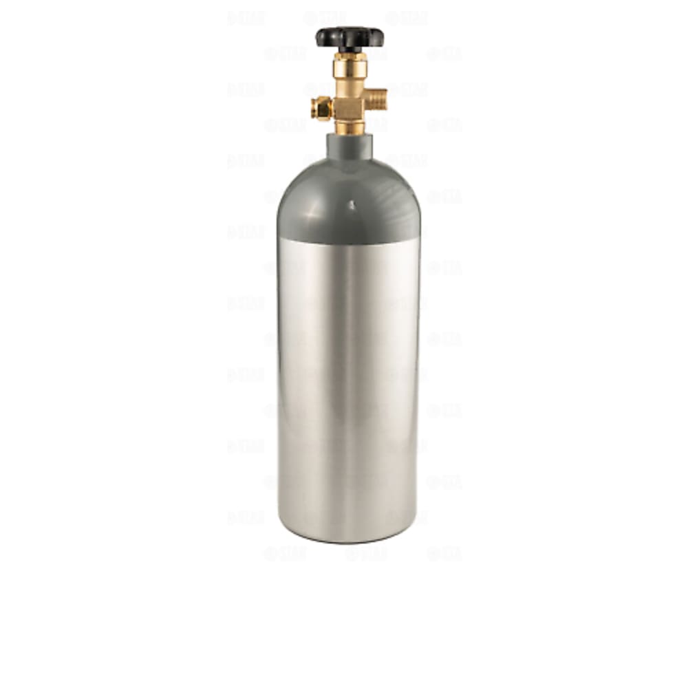 Silver gas cylinder with valve